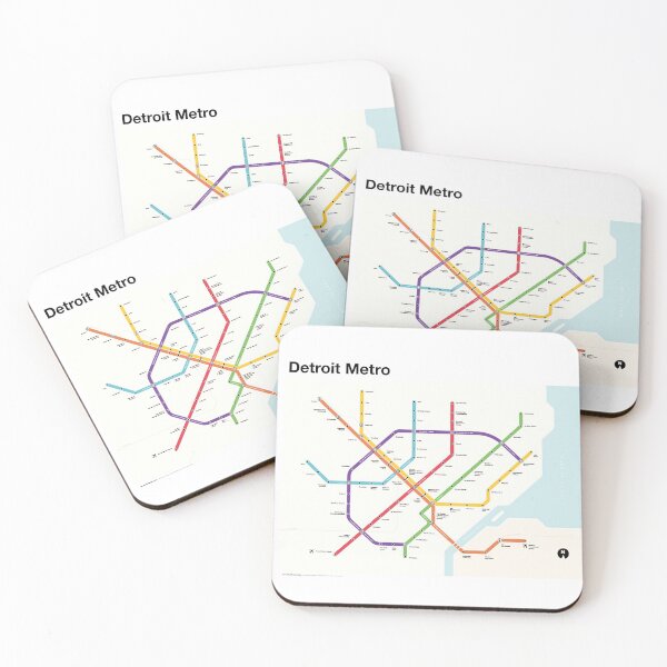 Item preview, Detroit Metro (Fantasy Subway Map, Detroit, Michigan) designed and sold by MetroPosters.