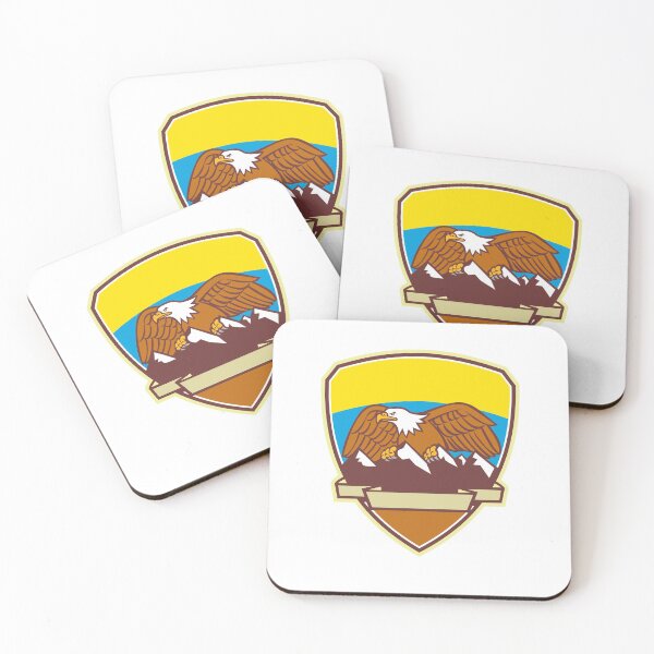 Item preview, Eagle Perching Mountain Range Crest Mascot designed and sold by patrimonio.