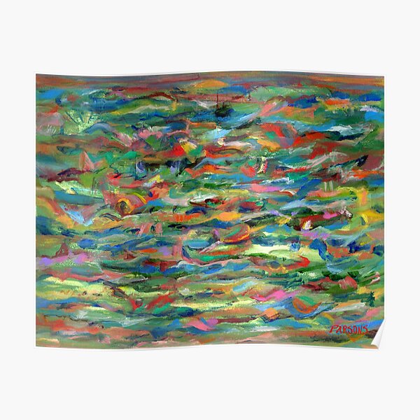 Birds Flying Over Water. From original painting by Pamela Parsons. Poster
