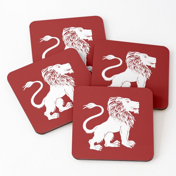 Item preview, William de Morgan Heraldic Lion, White on Dark Red designed and sold by Marymarice.