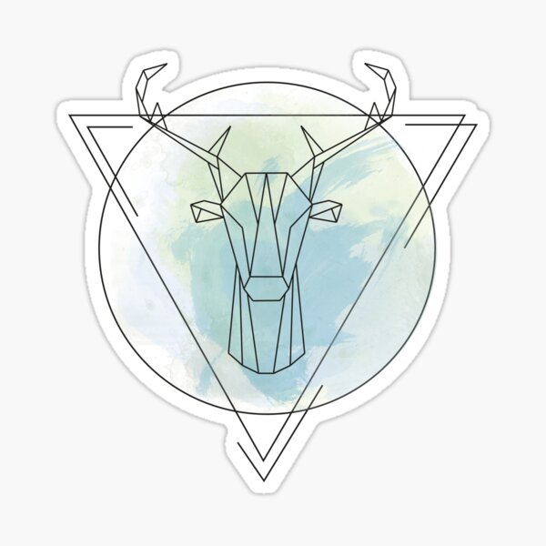 Hirsch Origami Watercolor Linien geometrisch Sticker