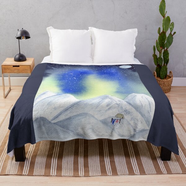 Item preview, Camping in the Mountains with Northern Lights Watercolor Art designed and sold by Sandra Connelly.