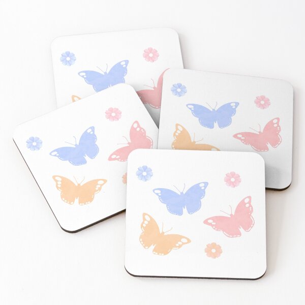 Item preview, Pink Blue Yellow Monarch Butterfly Flowers Pattern Set designed and sold by yellowpomelo.