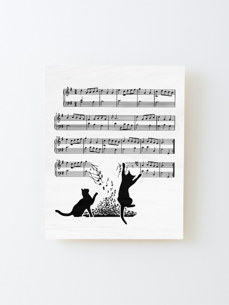 Alternate view of Cats And Music Sheet Mounted Print