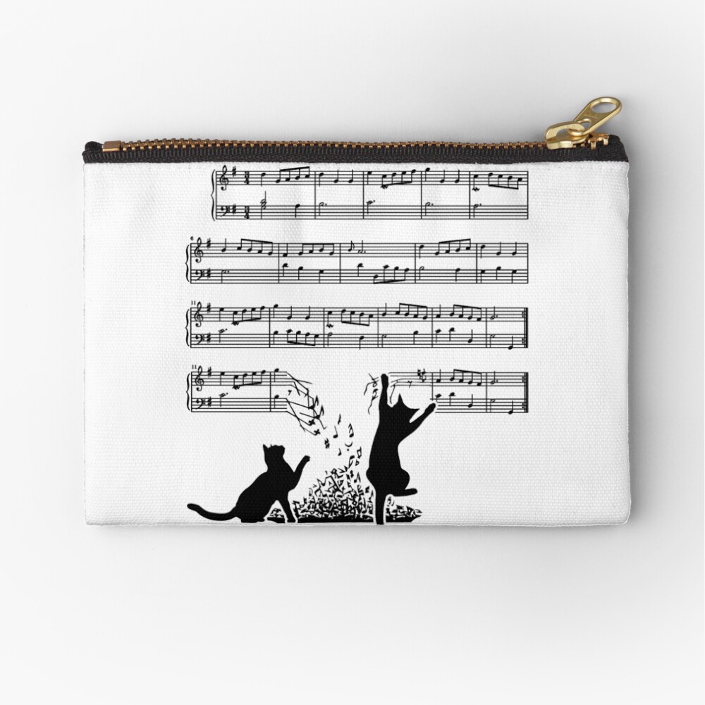 Cats And Music Sheet Zipper Pouch