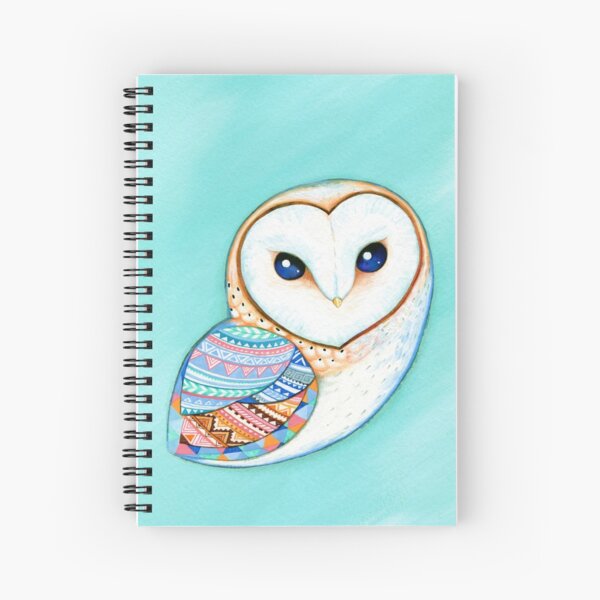 Tribal Pattern Barn Owl Spiral Notebook
