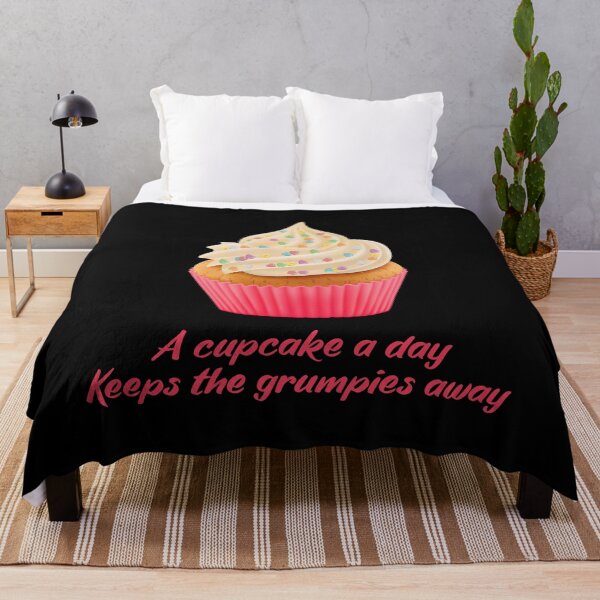 Item preview,  Sweet Motivational Quote  -a cupcake a day keeps the grumpies away - Fuchsia Typography  designed and sold by talgursmusthave.