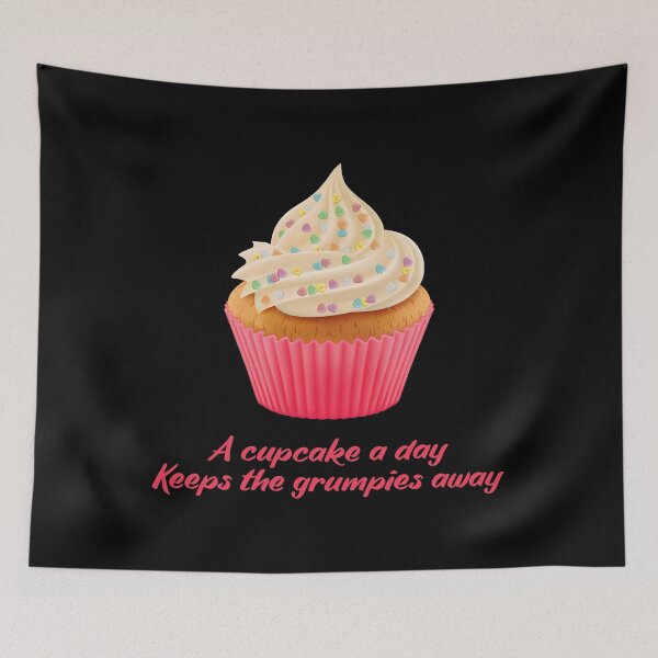 Item preview,  Sweet Motivational Quote  -a cupcake a day keeps the grumpies away - Fuchsia Typography  designed and sold by talgursmusthave.