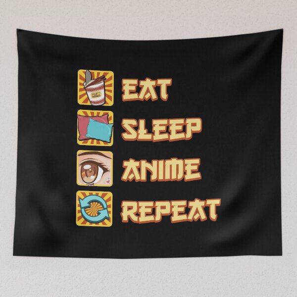 Artikelvorschau, Lustige Eat Sleep Anime Repeat entworfen und verkauft von perfectpresents.