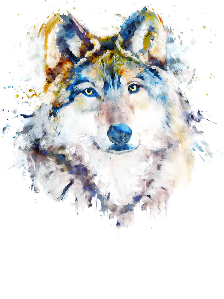 Howling Wolf Watercolor Silhouette T-Shirt by Marian Voicu