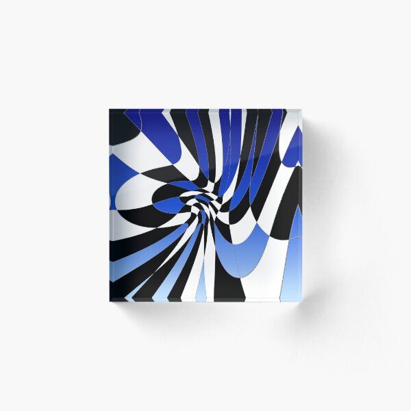 GEOM BLUE B&W ABSTRACT Acrylic Block