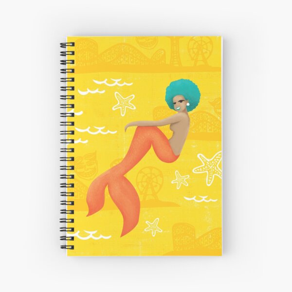 Coney Island Mermaid with Blue Hair Spiral Notebook