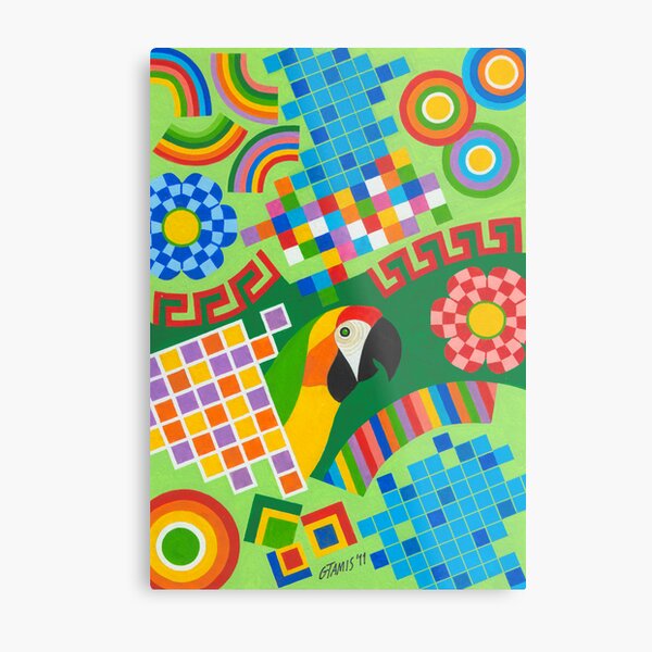 Colors An Shapes With Squares - Brush And Gouache Metal Print