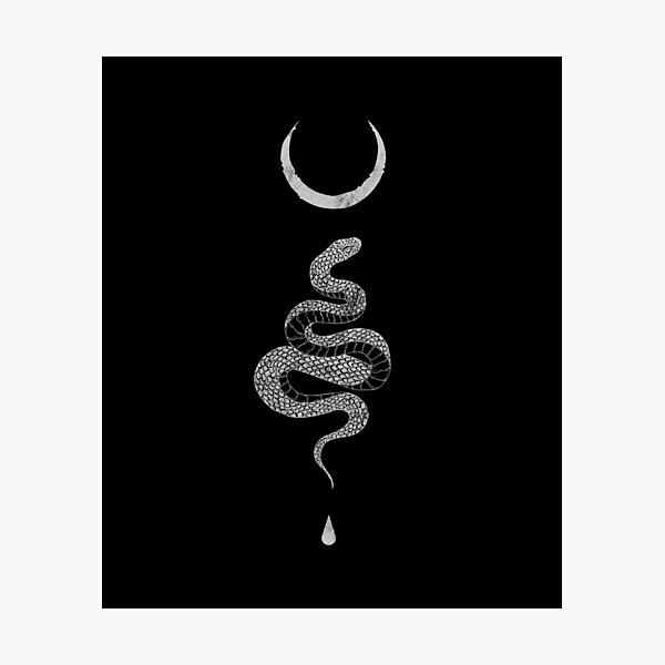 Occult Gothic Moon Snake Grunge Satan Devil Black Witch Punk design Photographic Print