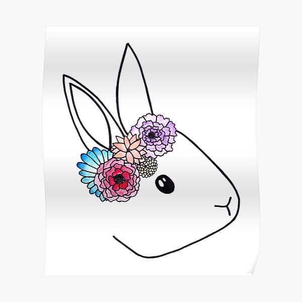 Bunny with Flower Crown Poster