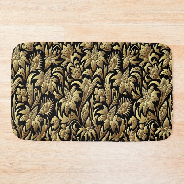 Aperçu de l'œuvre Lavender Black Gold Leaf - gland laisse des fleurs imprimer des textures de motif en fleurs créée et vendue par NoGrayDays1.