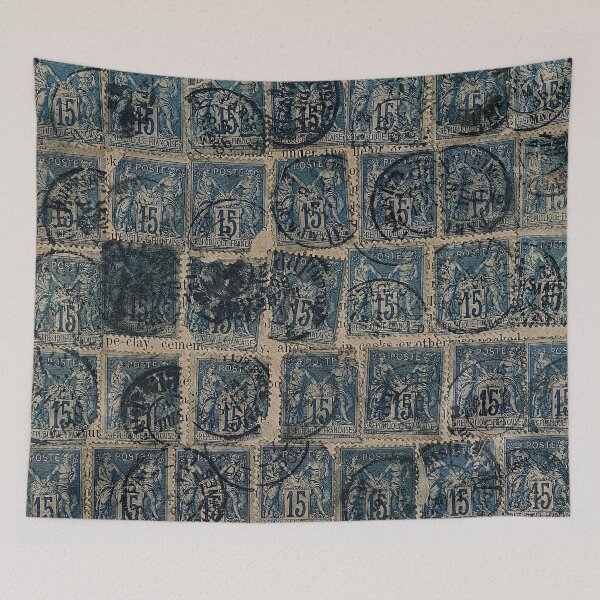 Item preview, Antique Blue French Stamps Artwork designed and sold by FuzzyHoney.