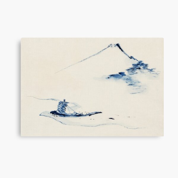 Person in a Boat on a River with Mount Fuji in the Background by Katsushika Hokusai Canvas Print