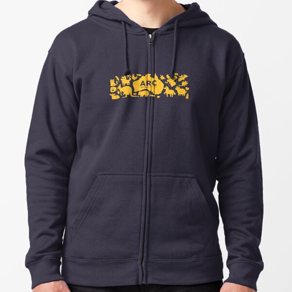 ARC Animals across Australia - in yellow Zipped Hoodie
