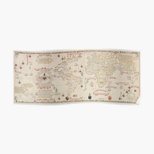 World map (1529) by Diogo Ribeiro Poster