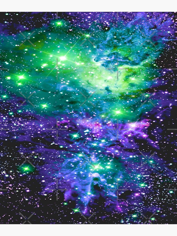 Fox Fur Nebula BRIGHT : Green Blue Purple Galaxy Art Print