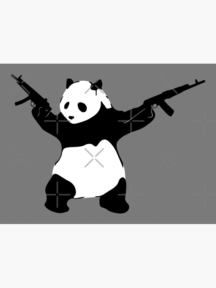 Discover Banksy's Panda Holding Premium Matte Vertical Poster