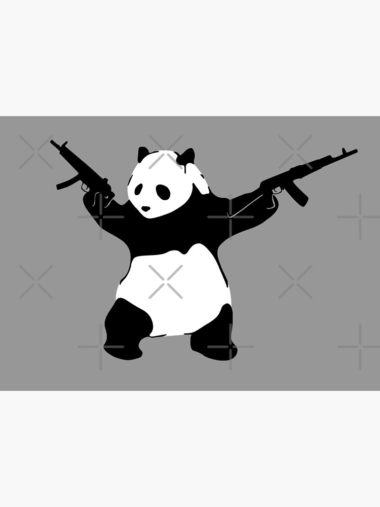 Lamina Rigida Panda De Banksy Con Rifles De Asalto De Chapay Redbubble