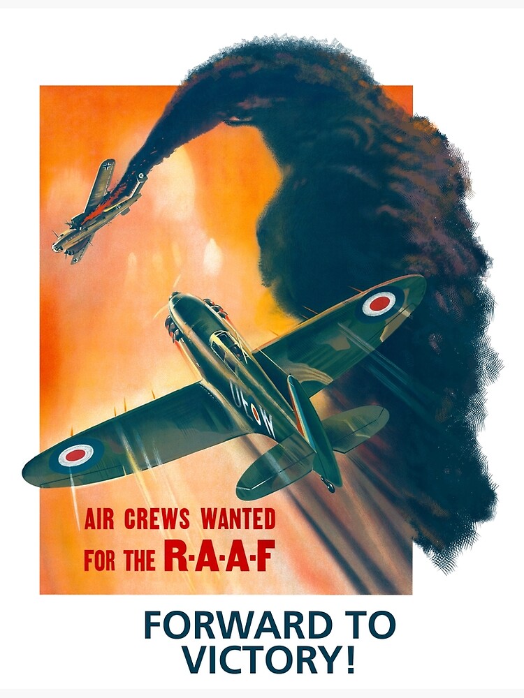 Disover Royal Australian Air Force WW2 Poster: Forward to Victory - Aircrews wanted for the RAAF Premium Matte Vertical Poster