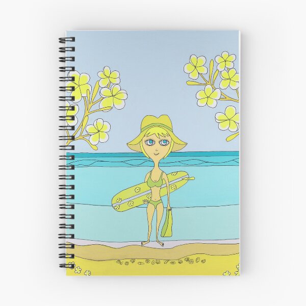 Item preview, Australian Surfer Girl, Sandy, @ Shelly Beach, Sydney, affordable original surfing art  designed and sold by Robert Wale.