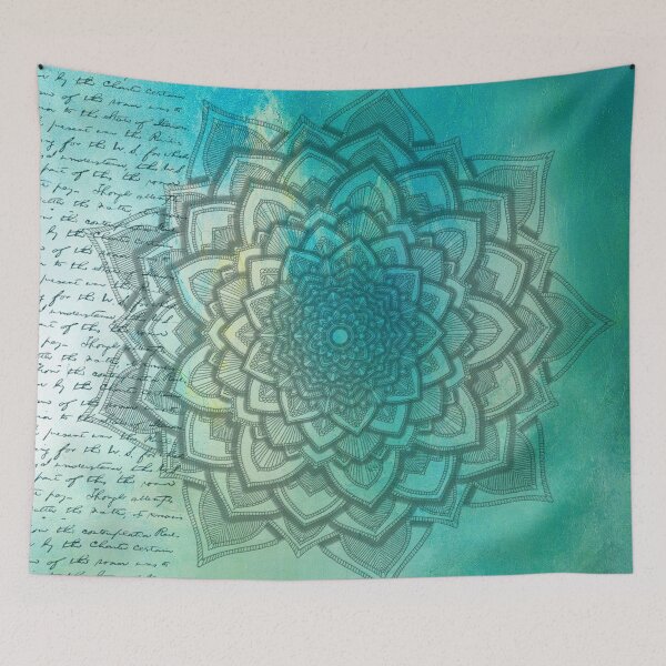Artikelvorschau, Aquamarine grüne Mandala, abstrakte Mandala entworfen und verkauft von Logic72.