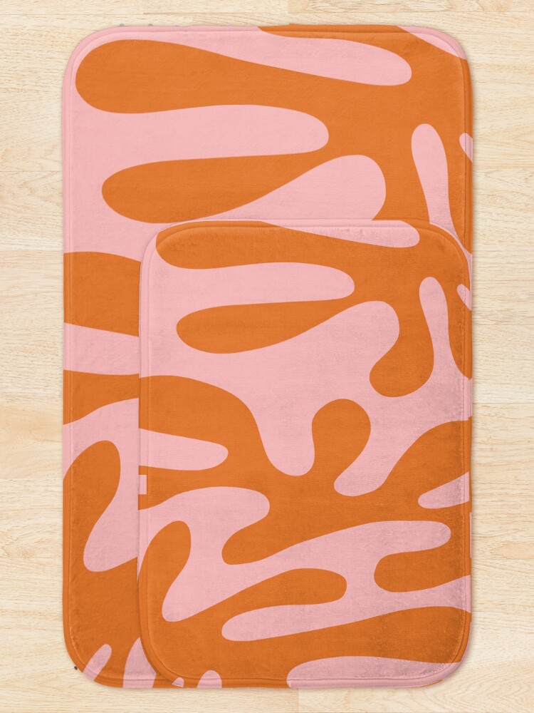 Alternate view of Funky Cutouts Abstract Minimalist Pattern in Burnt Orange and Pink Bath Mat