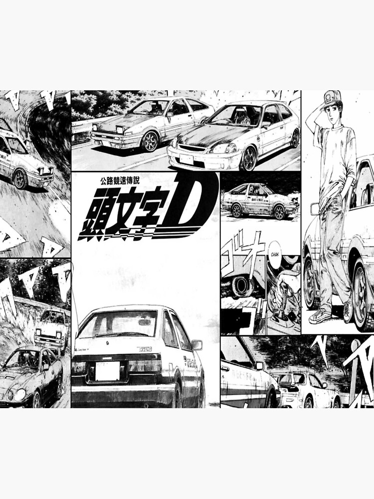 Anime manga line art by by Shuichi Shigeno of Initial D artwork