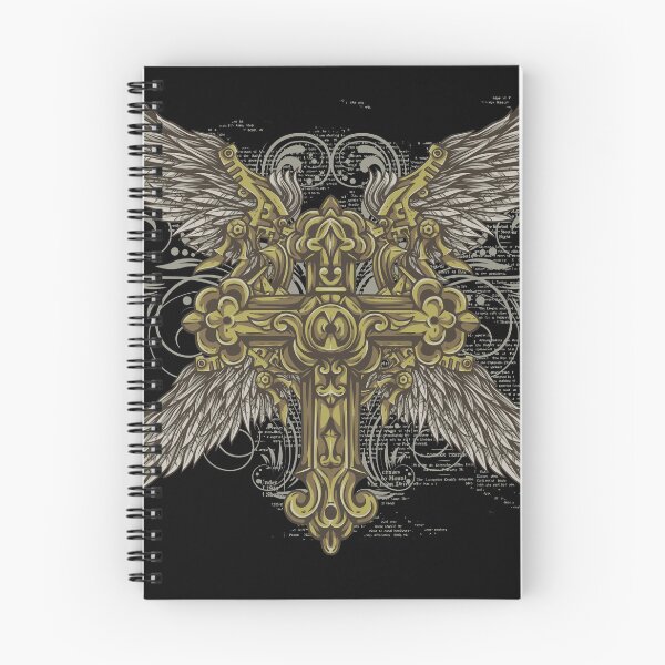 Item preview, A golden cross with two sets of metallic wings -Gothic style designed and sold by TinoThreads.