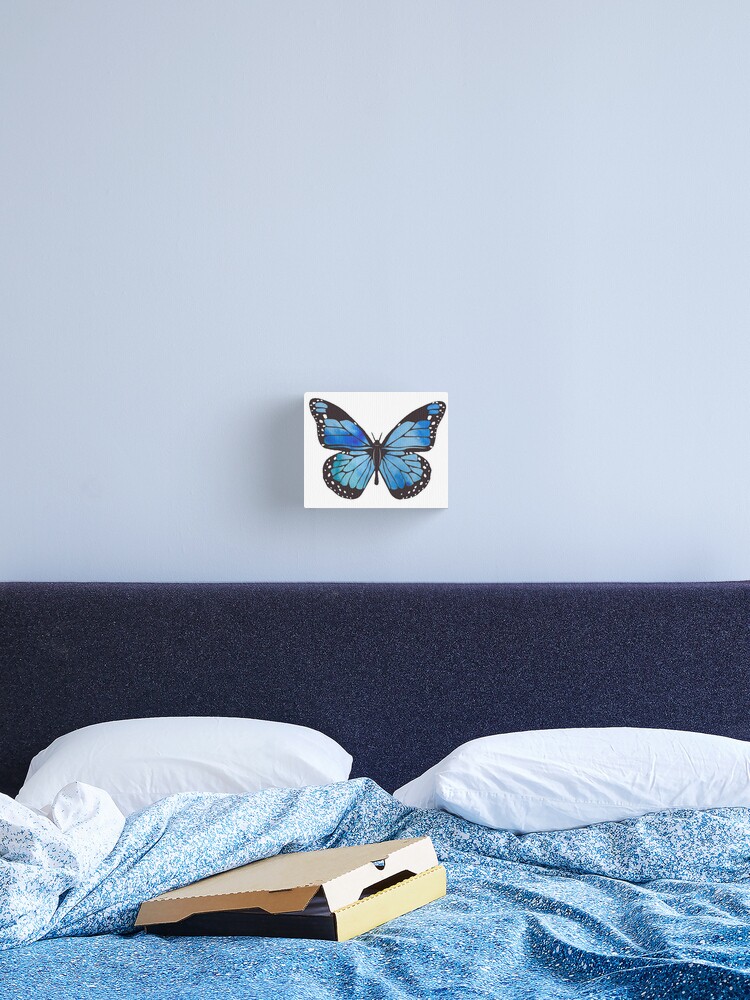 Hitecera Impression sur toile aquarelle papillon bleu moderne pour