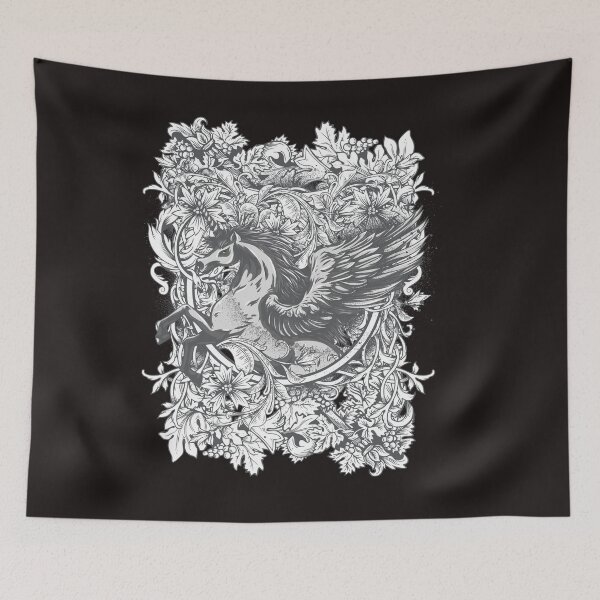Item preview, A unicorn on a floral background-Gothic style designed and sold by TinoThreads.