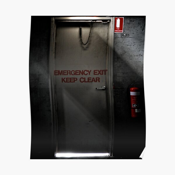 Exit E Posters Redbubble - fire exit door roblox