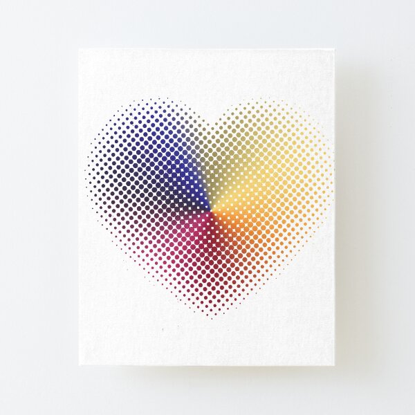 Angle Gradient on Halftone Heart (White) Canvas Mounted Print