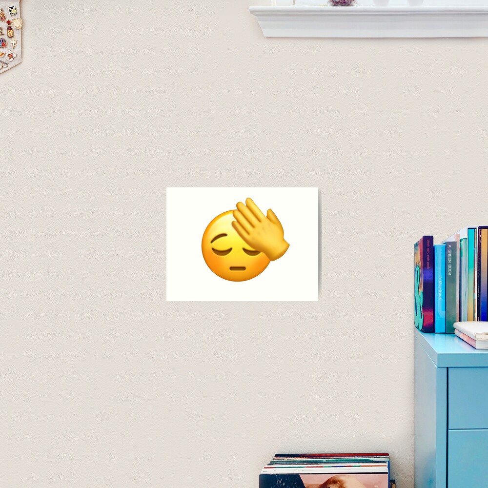 "Funny Hand Over Face Emoji" Art Print for Sale by riodraws Redbubble