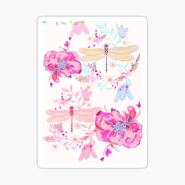 Dragonflies and Crystals Sticker