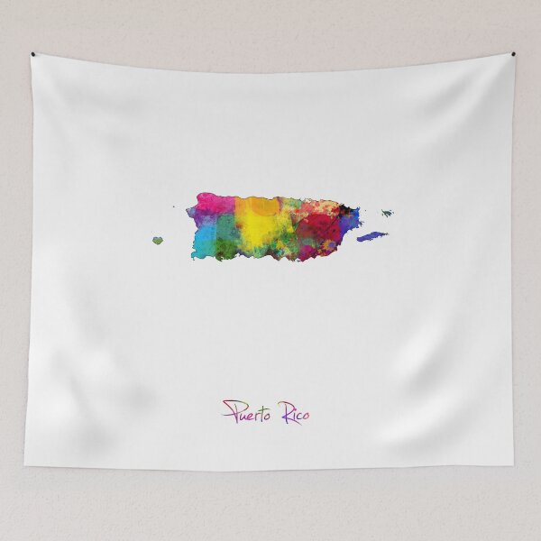 Aperçu de l'œuvre Puerto Rico Watercolor Map créée et vendue par ArtPrints.