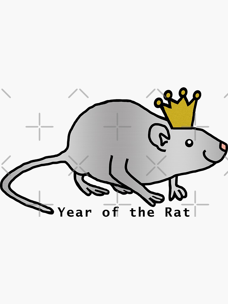 "Year of the Rat Metal and Gold Crown" Sticker by ellenhenry Redbubble