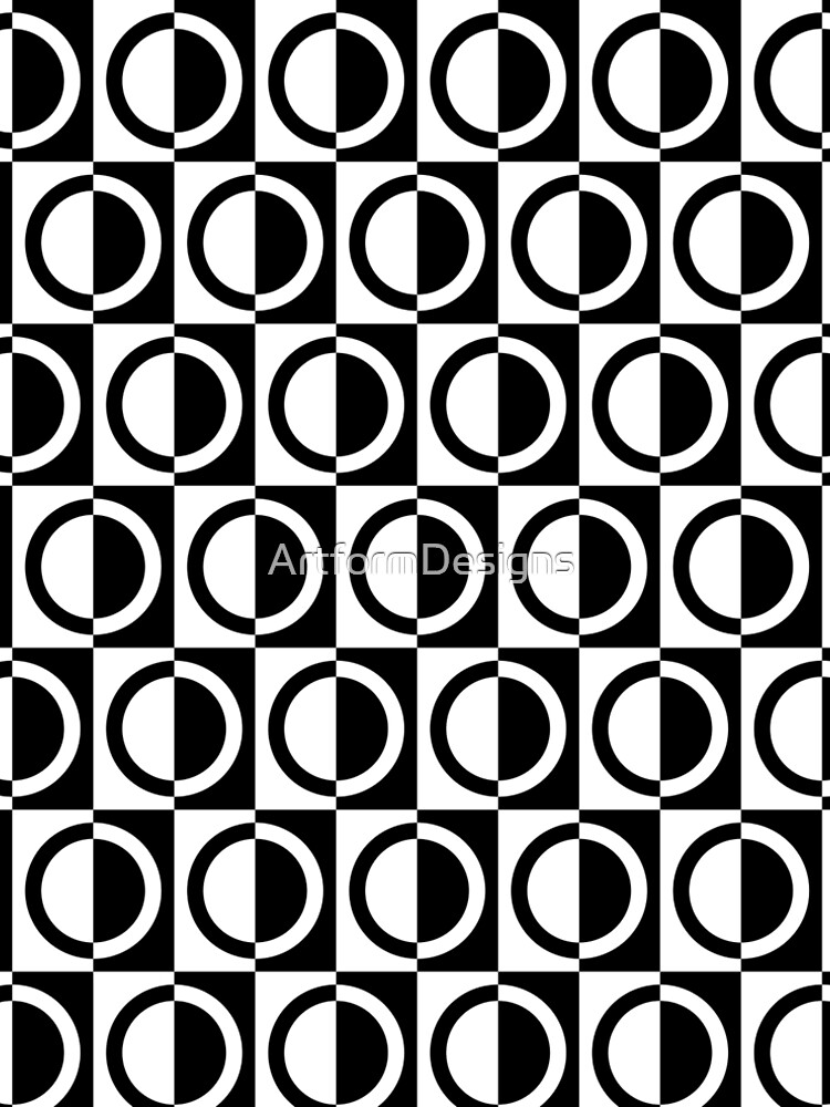 Black on White Circles and Squares Pattern by ArtformDesigns