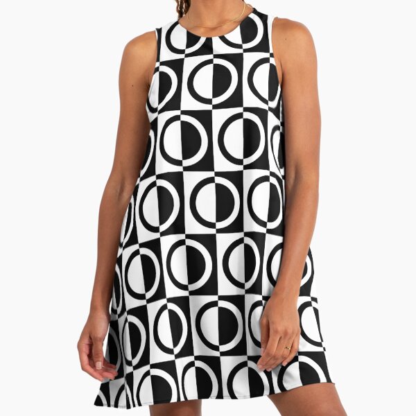 Black on White Circles and Squares Pattern" A-Line Dress for Sale by  ArtformDesigns | Redbubble