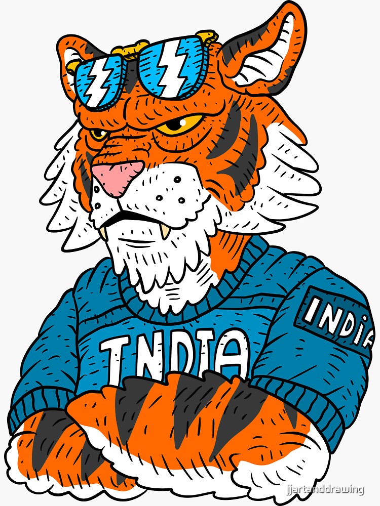 "proud India, Indian cricket team. Bengal tiger. " Sticker by