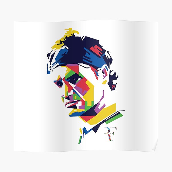 Roger Federer colores abstractos Póster