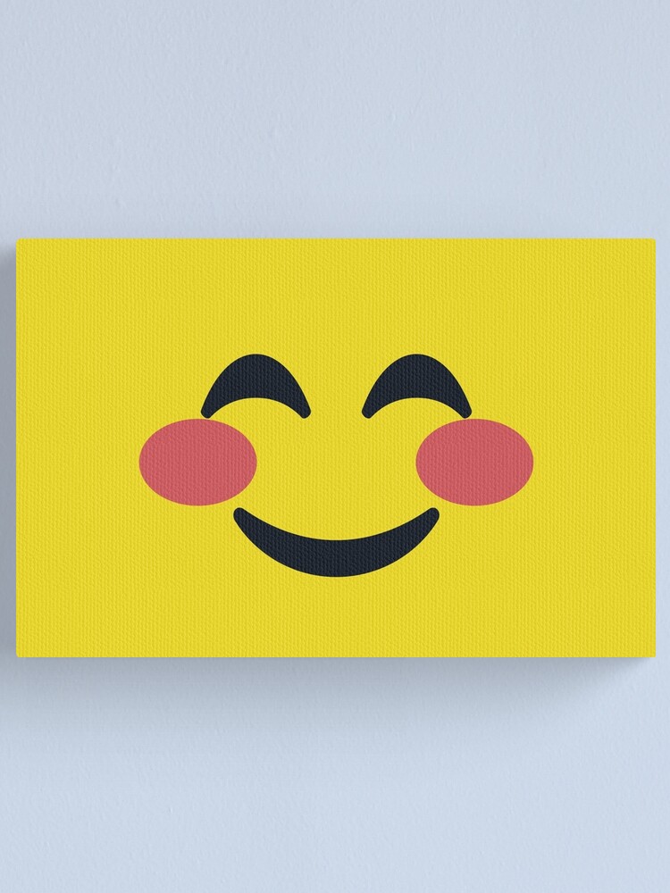 "Happy Smiley, Blush, Face with Red Cheeks, Rosy Cheeks Emoji, Emoticon" Canvas Print for Sale