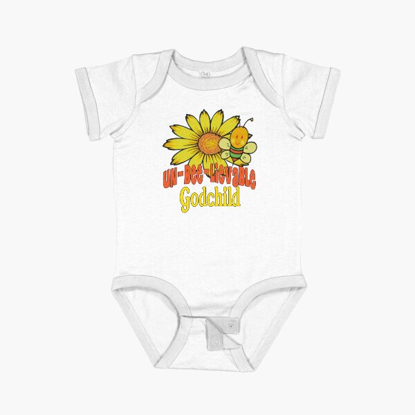 Unbelievable Godchild Sunflowers and Bees Short Sleeve Baby One-Piece