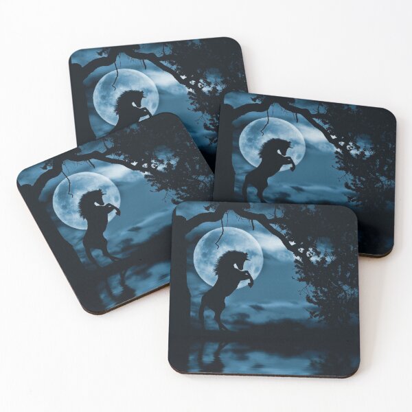 Item preview, Rearing Unicorn in a Blue Moon With Oak Tree designed and sold by Stephanie Laird.