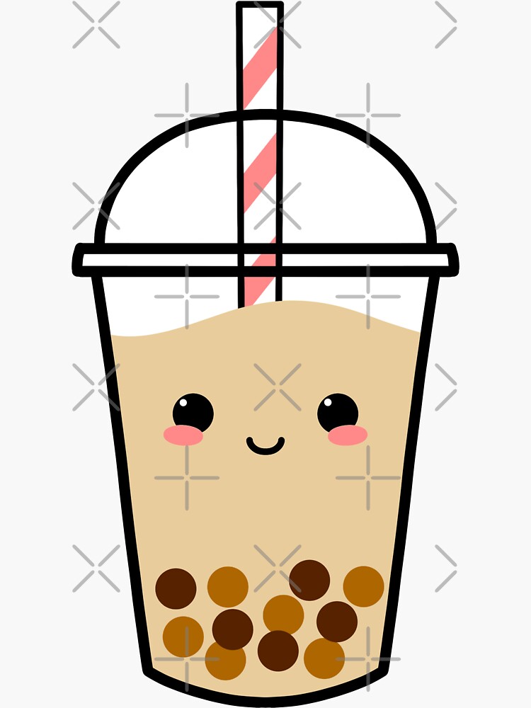 "Kawaii Bubble Tea Sticker (caramel)" Sticker by AoifeJynx | Redbubble