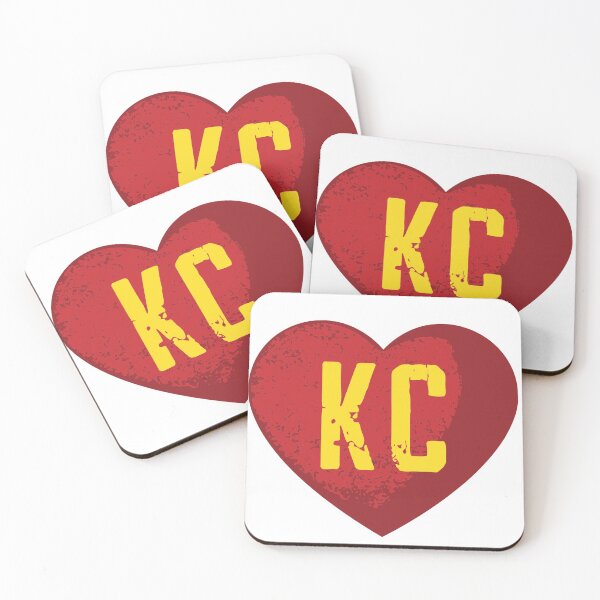 I love Kansas City Heart Vintage KC Football Coasters (Set of 4)